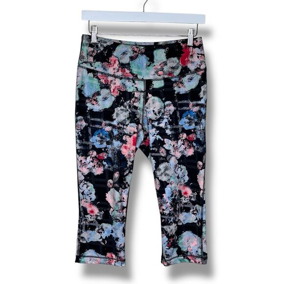 Zelos Cropped Floral Athletic Leggings Multicolor Women Size Medium Activewear - Picture 1 of 13